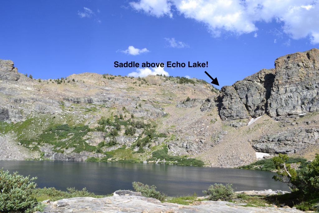 hiking the ruby mountains - Echo Lake with Saddle on Right