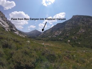 hiking the ruby mountains - view of pass btn box and kleckner