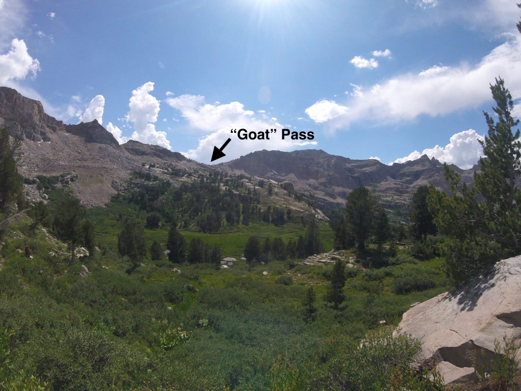hiking the ruby mountains - view of goat pass from backside of pass 2