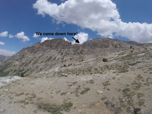 hiking the ruby mountains - view back to pride rock pass from Thomas Canyon