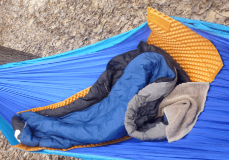 hammock camping gear list - sleeping bag and pad