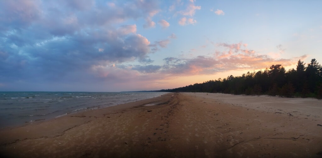 hiking upstate new york Sunset Over Lake Michigan From Big Knob Campround in the UP