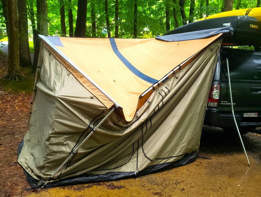 broken arb awning