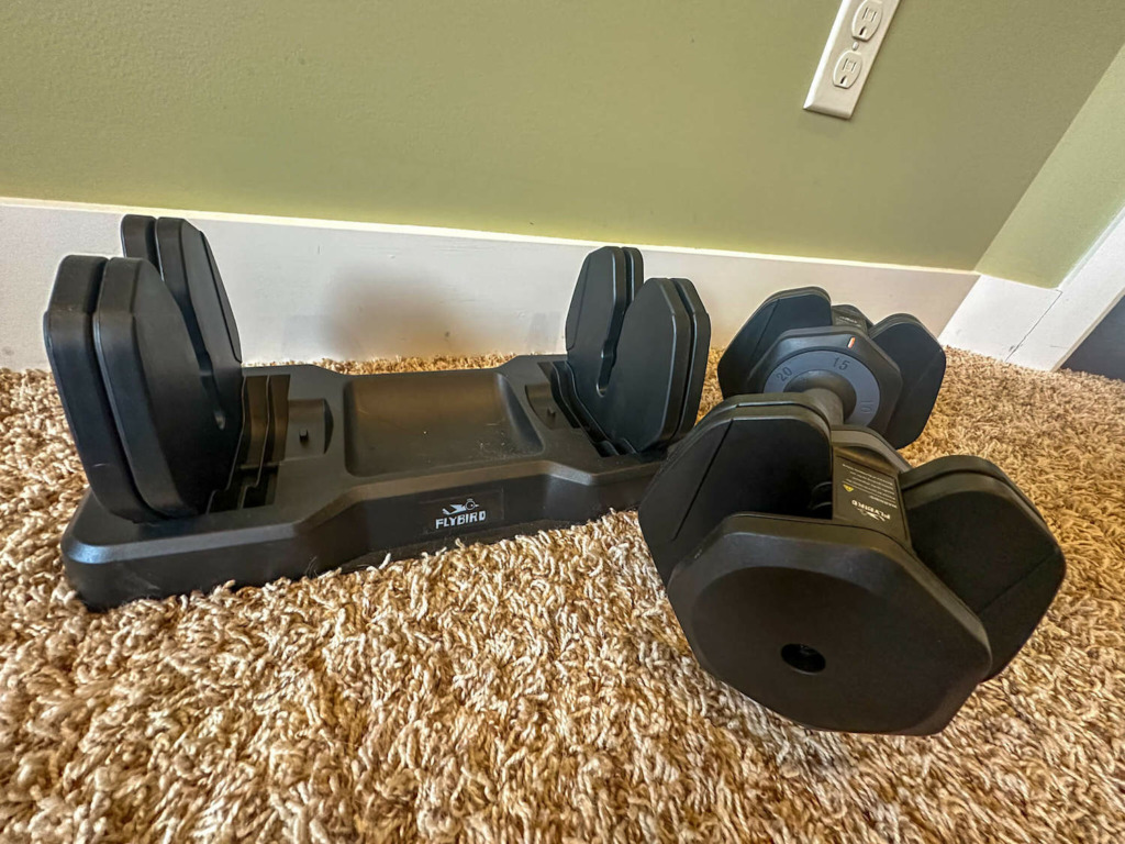 adjustable dumbbell out of tray