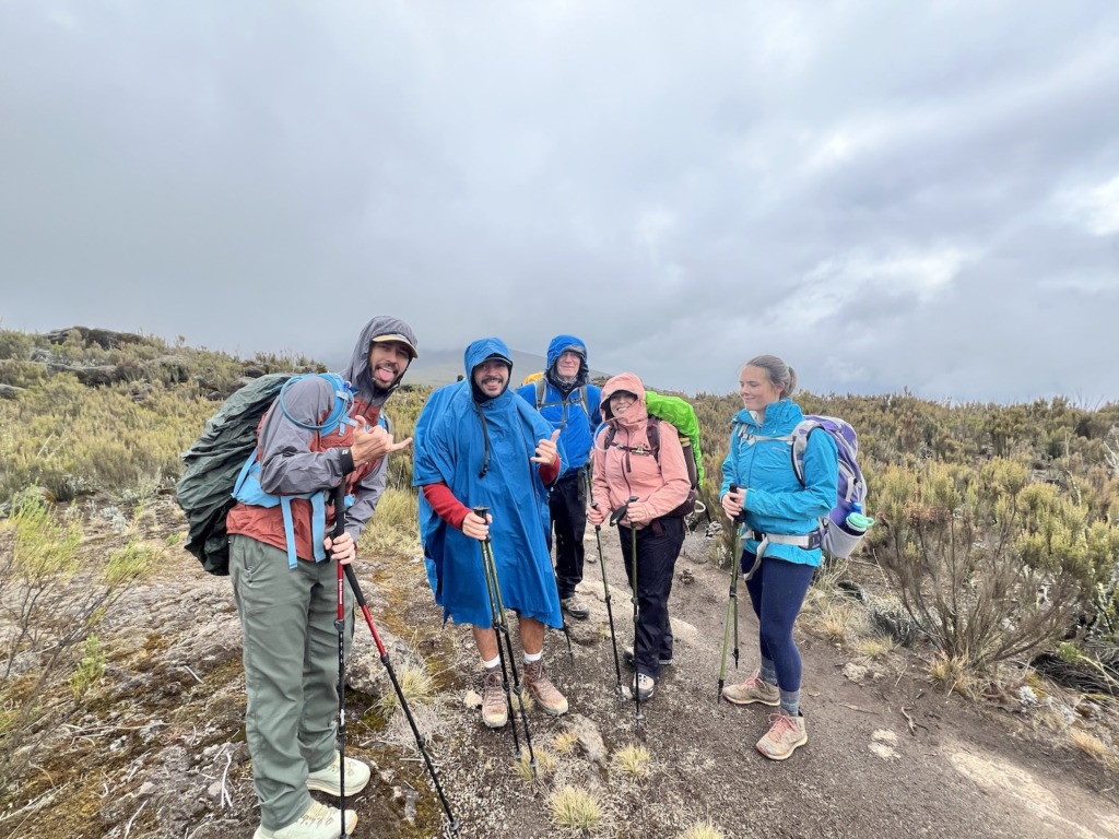 Man on Kilimanjaro with group for HOKA Kaha 3 GTX review